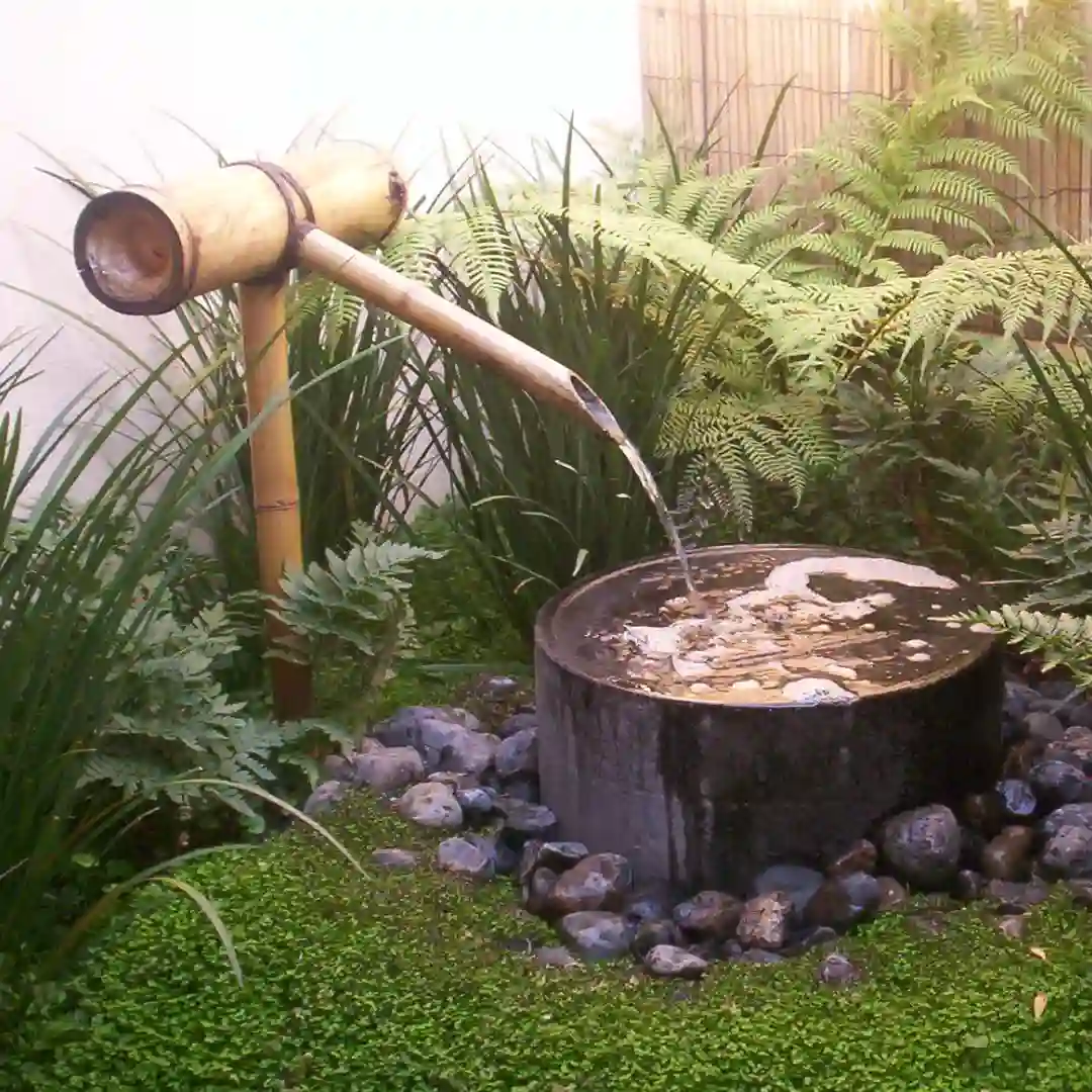 water feature with tower